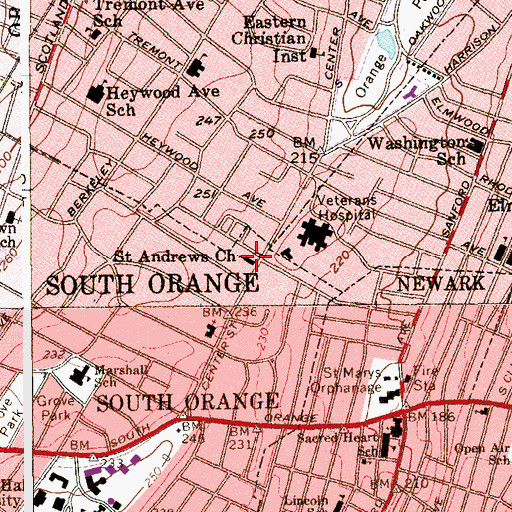 Topographic Map of Saint Andrews Church, NJ