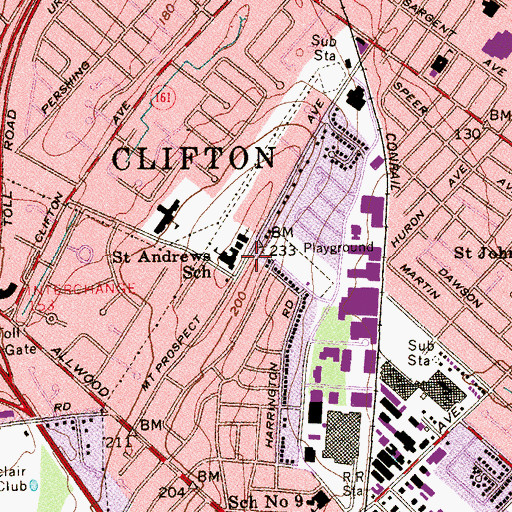 Topographic Map of Saint Andrews School, NJ