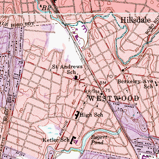 Topographic Map of Saint Andrews School, NJ