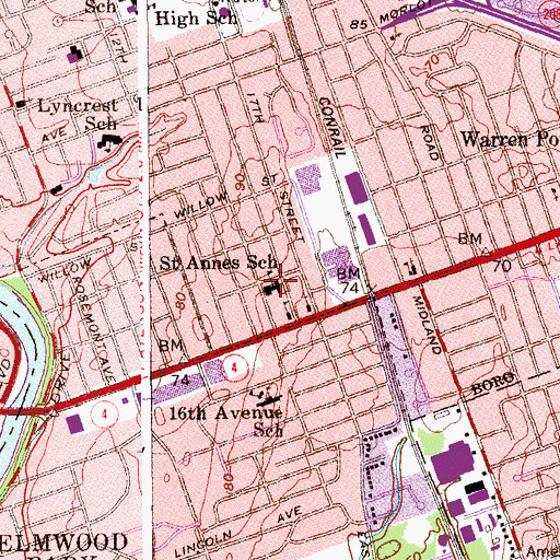 Topographic Map of Saint Annes School, NJ