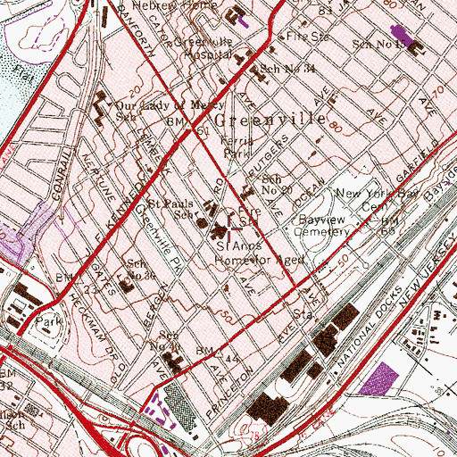 Topographic Map of Saint Anns Home for Aged, NJ