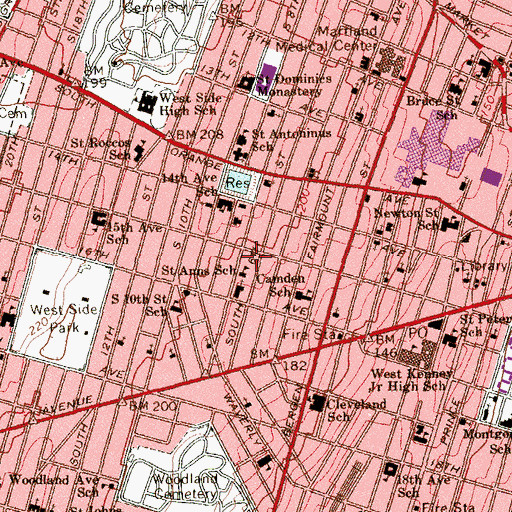 Topographic Map of Saint Anns School, NJ
