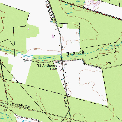 Topographic Map of Saint Anthonys Cemetery, NJ