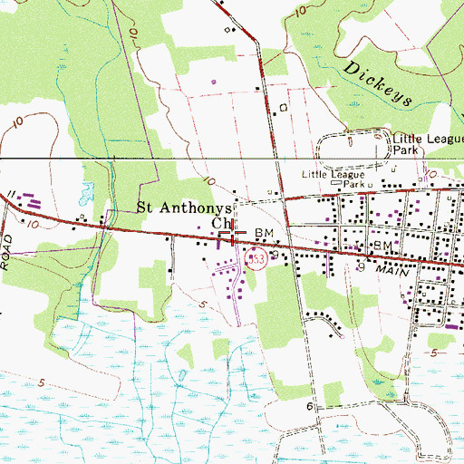 Topographic Map of Saint Anthonys Church, NJ