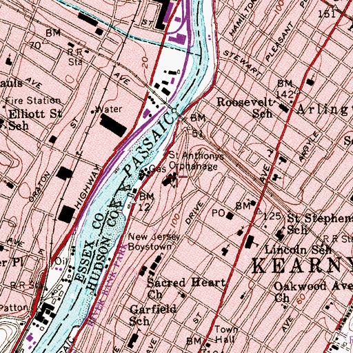 Topographic Map of Saint Anthonys Orphanage, NJ