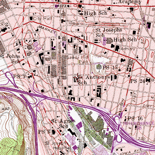 Topographic Map of Saint Anthonys School, NJ