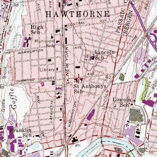 Topographic Map of Saint Anthonys School, NJ