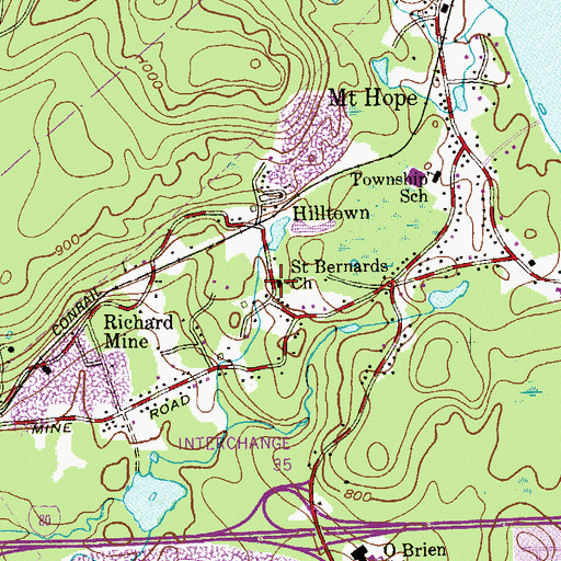 Topographic Map of Saint Bernard's Roman Catholic Church, NJ