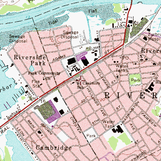 Topographic Map of Saint Casimir Elementary School, NJ