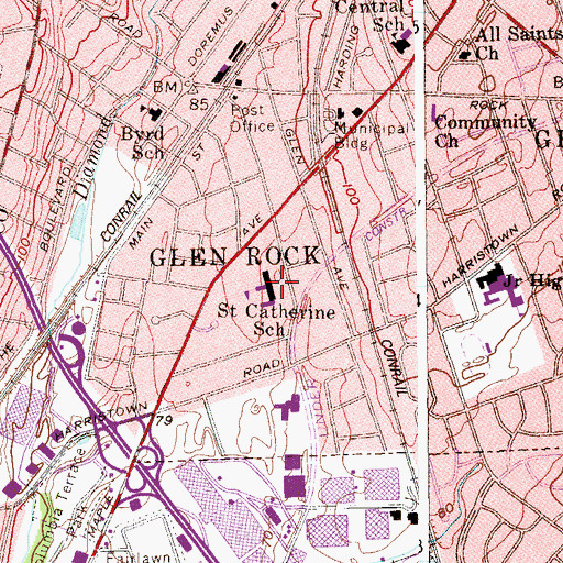 Topographic Map of Saint Catherine School, NJ