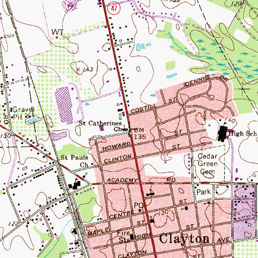 Topographic Map of Saint Catherines Church, NJ