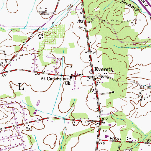 Topographic Map of Saint Catherines Church (historical), NJ