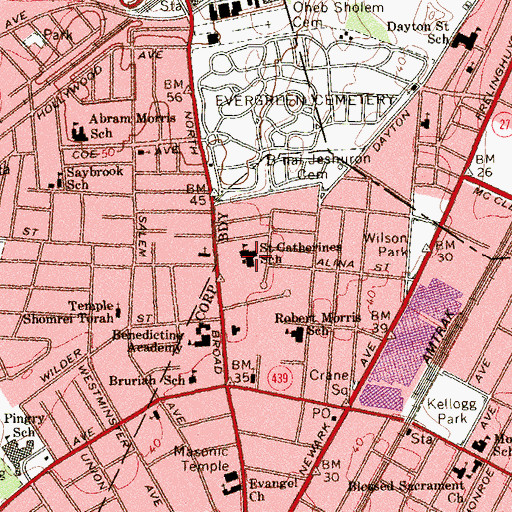 Topographic Map of Saint Catherines School, NJ