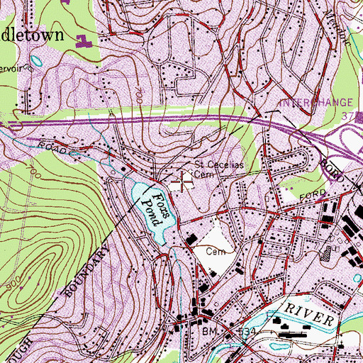 Topographic Map of Saint Cecelias Cemetery, NJ