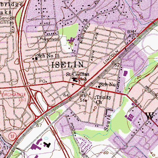 Topographic Map of Saint Cecelia School, NJ