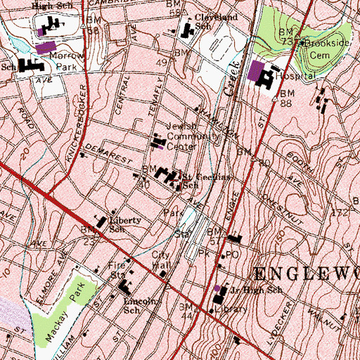 Topographic Map of Saint Cecilias School, NJ