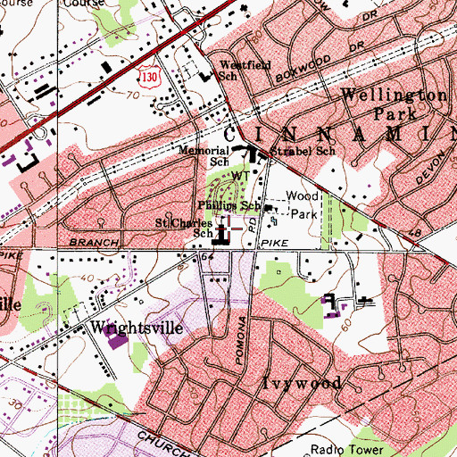 Topographic Map of Saint Charles Borromeo School, NJ