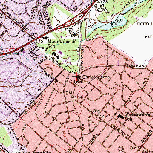 Topographic Map of Saint Christophers School, NJ