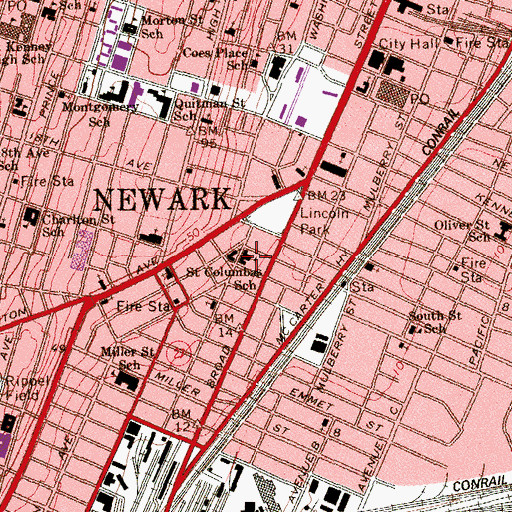 Topographic Map of Saint Columbus School, NJ