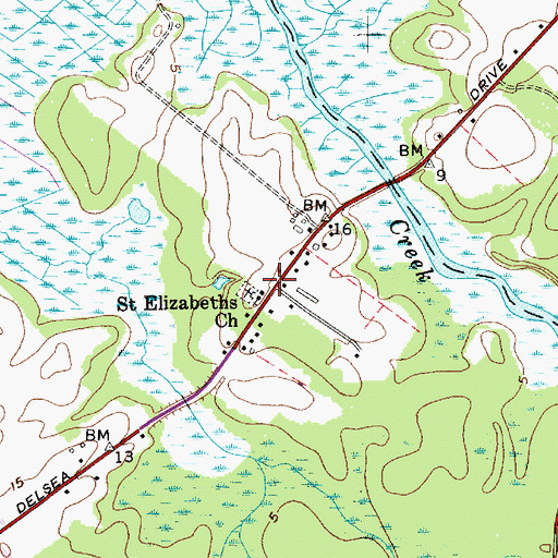 Topographic Map of Saint Elizabeths Church, NJ