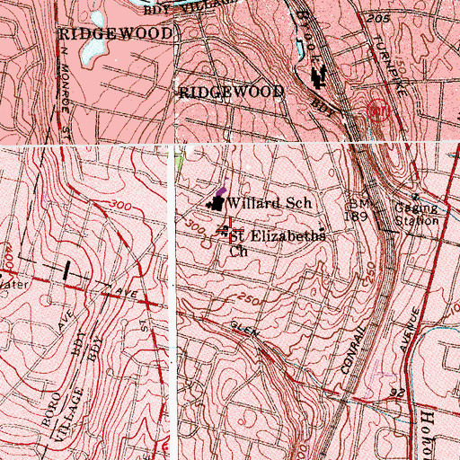 Topographic Map of Saint Elizabeth's Episcopal Church, NJ