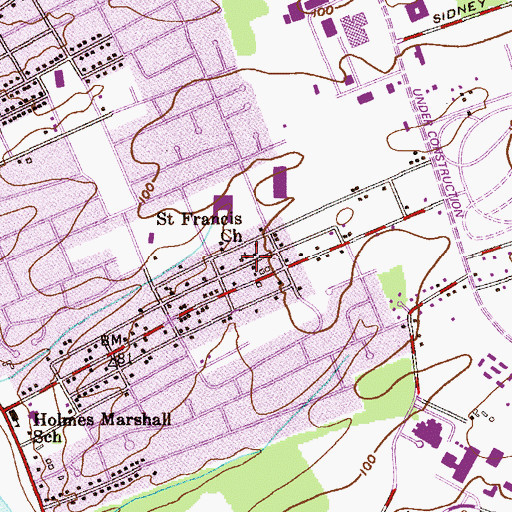 Topographic Map of Saint Francis Church, NJ
