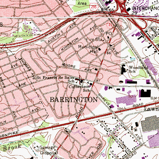 Topographic Map of Saint Francis de Sales Regional School, NJ