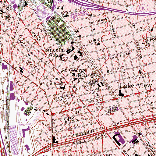 Topographic Map of Saint George School, NJ