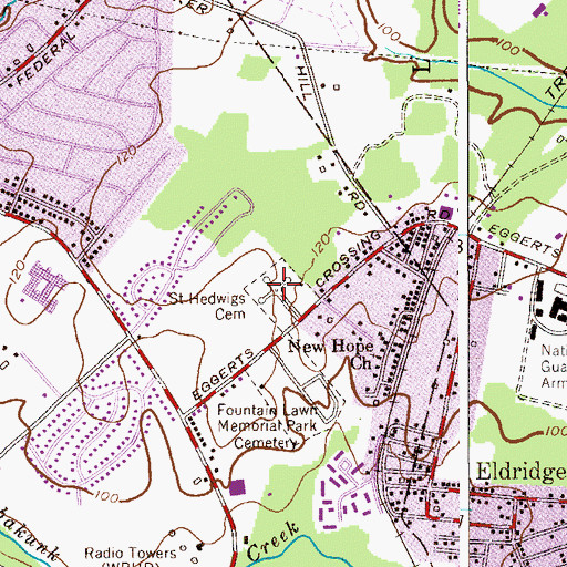 Topographic Map of Saint Hedwig's Cemetery, NJ