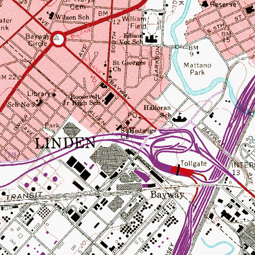 Topographic Map of Saint Hedwig Roman Catholic Church, NJ