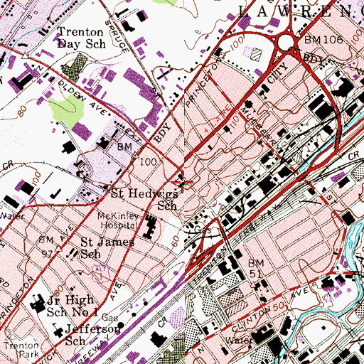 Topographic Map of Saint Hedwig School, NJ