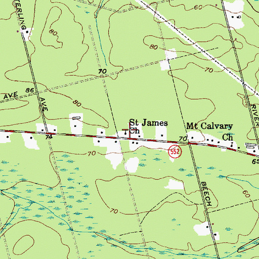Topographic Map of Saint James Church, NJ