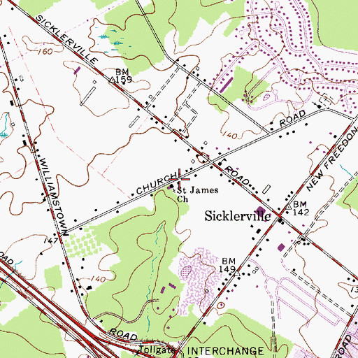 Topographic Map of Saint James Church, NJ