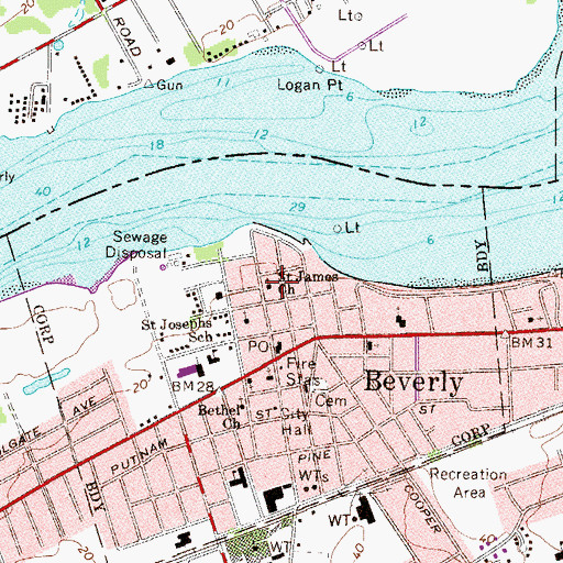 Topographic Map of Saint James Church, NJ