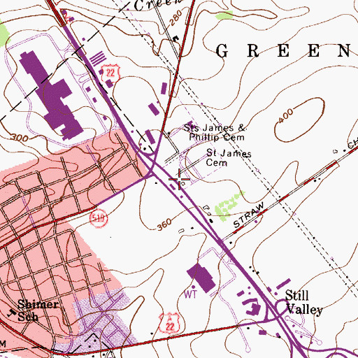 Topographic Map of Saint James Church, NJ