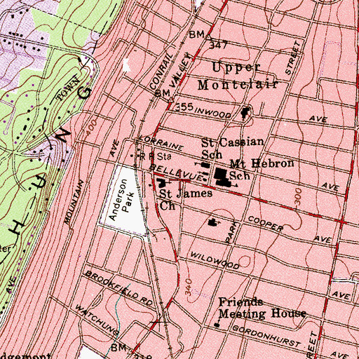 Topographic Map of Saint James Episcopal Church, NJ
