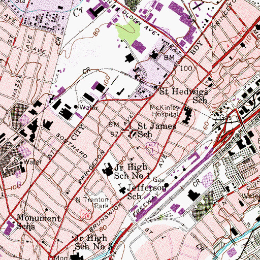 Topographic Map of Saint James School, NJ