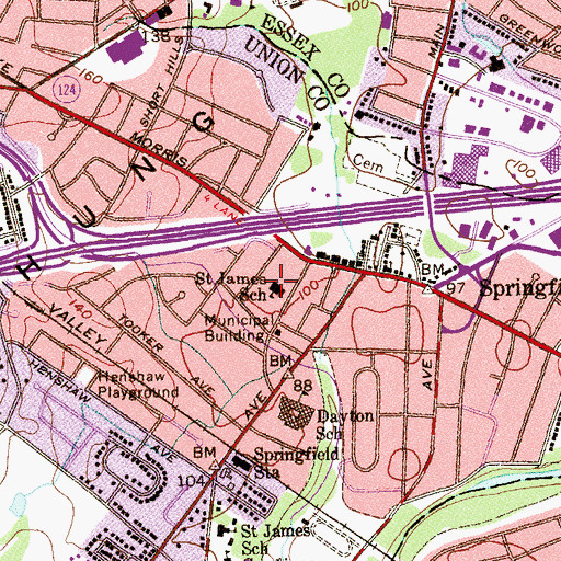 Topographic Map of Saint James School (historical), NJ