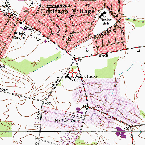Topographic Map of Saint Joan of Arc Elementary School, NJ
