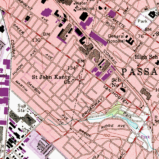 Topographic Map of Saint John Kanty Church, NJ