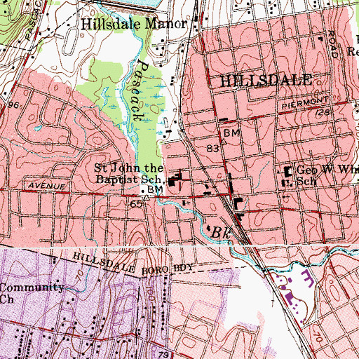 Topographic Map of Saint John the Baptist School, NJ