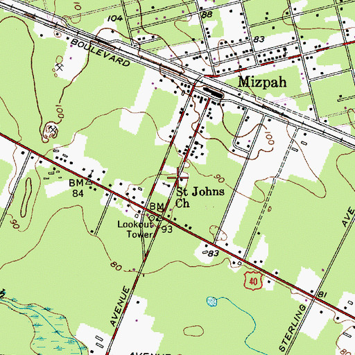 Topographic Map of Saint Johns Church, NJ