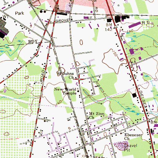 Topographic Map of Saint Johns Church, NJ