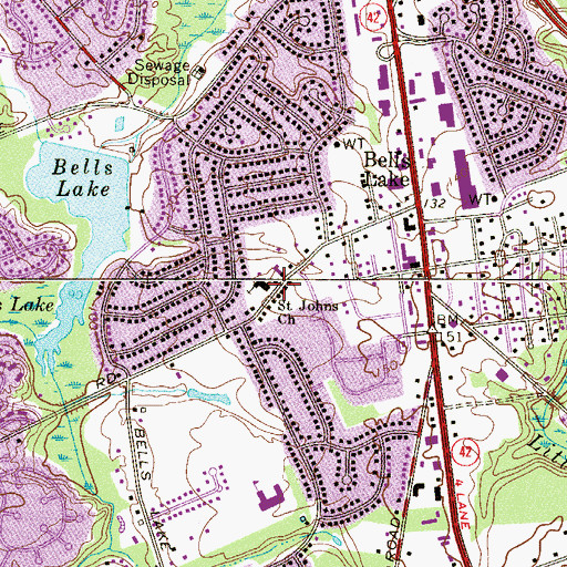 Topographic Map of Saint Johns Church, NJ