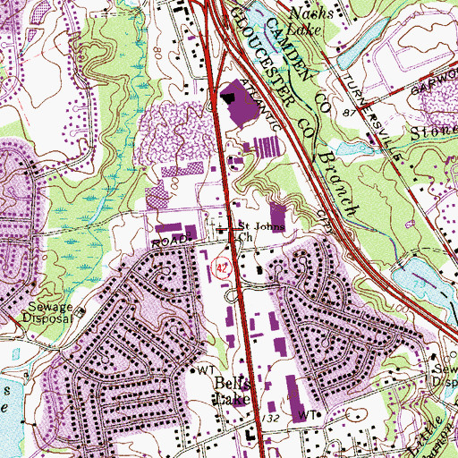 Topographic Map of Saint Johns Church, NJ
