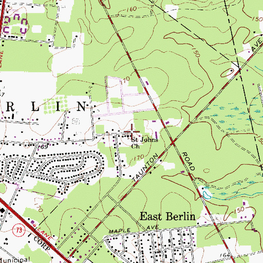 Topographic Map of Saint Johns Church, NJ