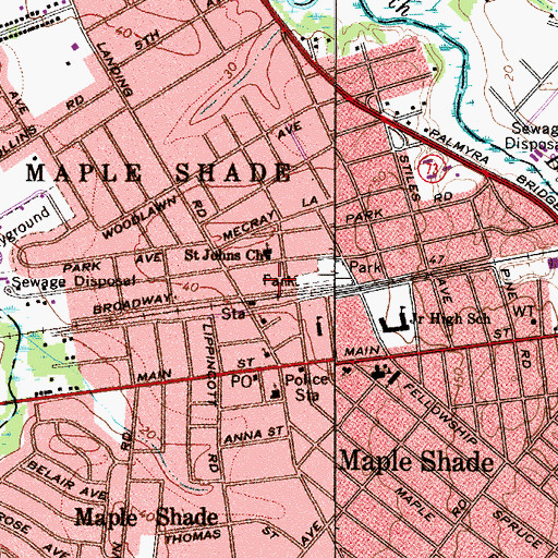 Topographic Map of Saint Johns Church, NJ