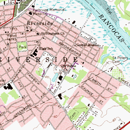 Topographic Map of Saint Johns Church, NJ