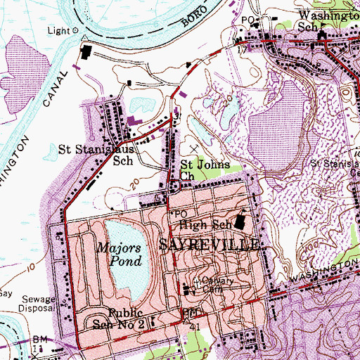 Topographic Map of Saint Johns Church (historical), NJ