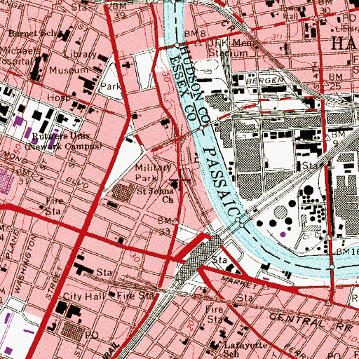 Topographic Map of Saint John's Roman Catholic Church, NJ